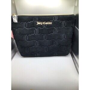 Juicy Couture BlackTravel Velour Makeup Cosmetic Bag Includes/Travel Bottle
